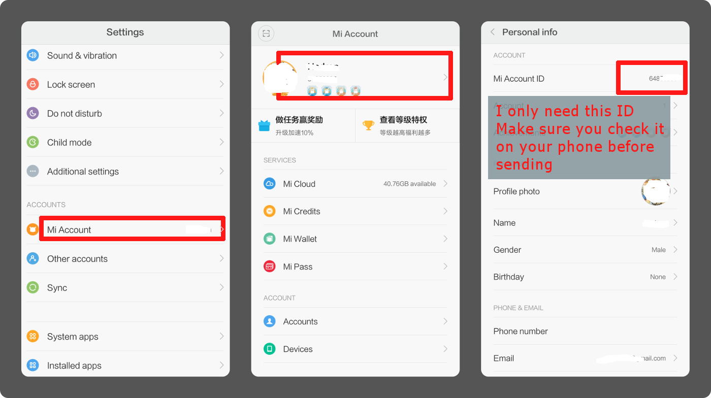 How to find mi account ID